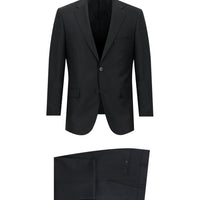 Black 4-Drop Relaxed Fit Patterned Suit