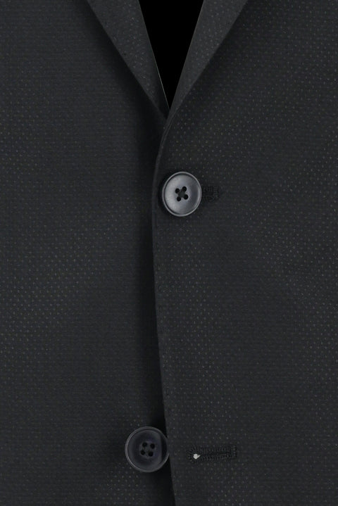Black 4-Drop Relaxed Fit Patterned Suit