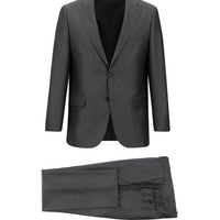 Dark Gray 4-Drop Relaxed Fit Patterned Suit