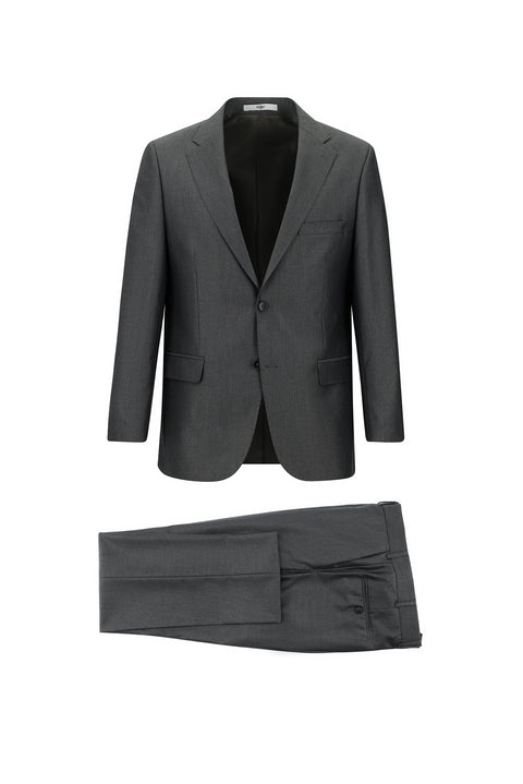 Dark Gray 4-Drop Relaxed Fit Patterned Suit