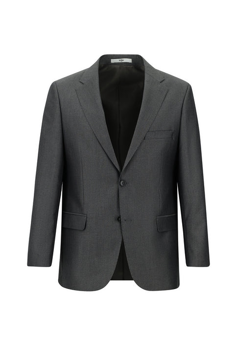 Dark Gray 4-Drop Relaxed Fit Patterned Suit