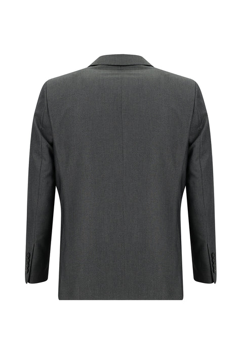 Dark Gray 4-Drop Relaxed Fit Patterned Suit