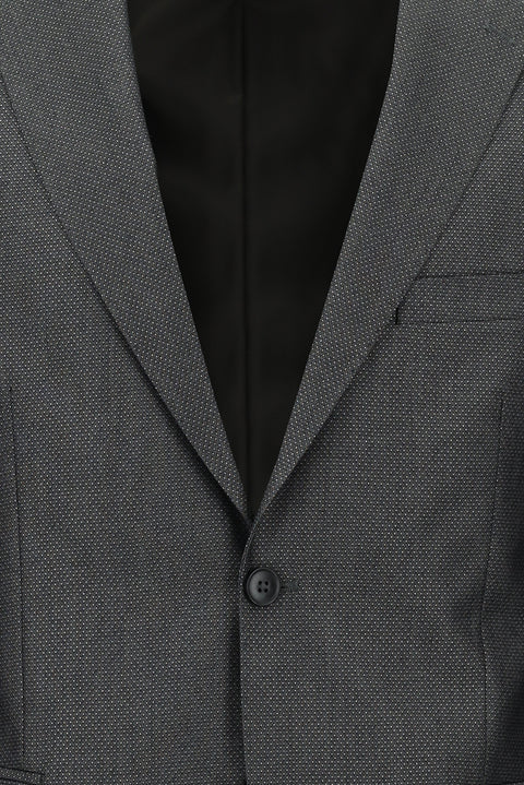 Dark Gray 4-Drop Relaxed Fit Patterned Suit