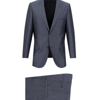 Dark Blue 4-Drop Relaxed Fit Patterned Suit