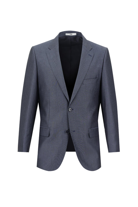 Dark Blue 4-Drop Relaxed Fit Patterned Suit