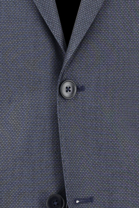 Dark Blue 4-Drop Relaxed Fit Patterned Suit