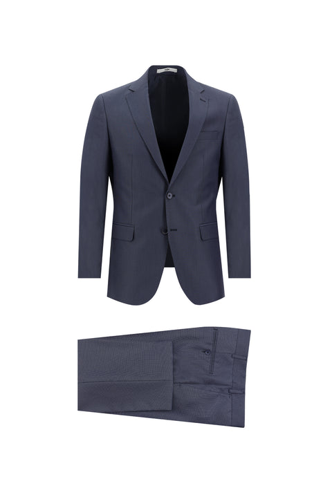Medium Navy 6 Drop Regular Fit Standard Cut Patterned Suit