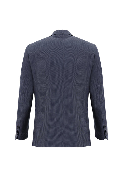 Medium Navy 6 Drop Regular Fit Standard Cut Patterned Suit