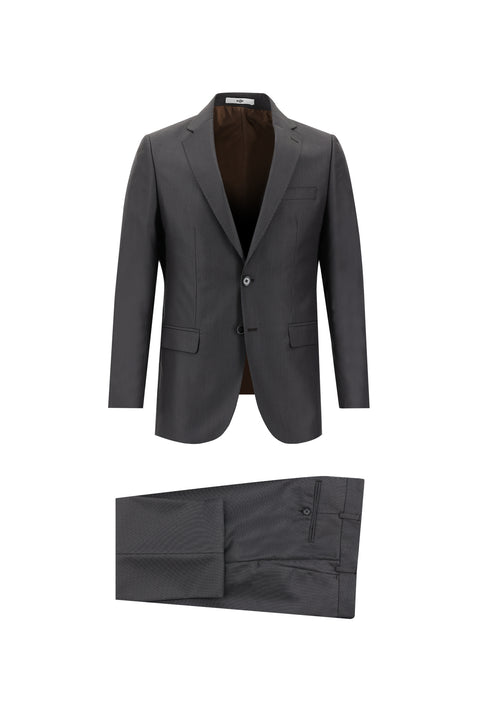 Dark Brown 6 Drop Regular Fit Standard Cut Patterned Suit