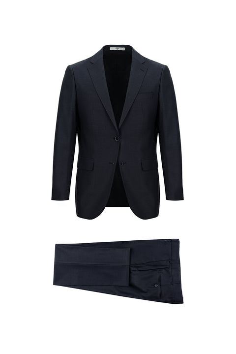 Medium Navy 4-Drop Relaxed Fit Patterned Suit