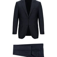 Medium Navy 6 Drop Regular Fit Standard Cut Patterned Suit