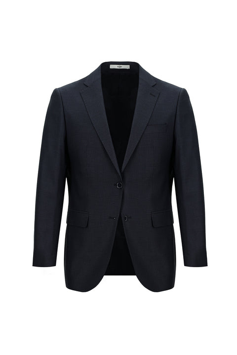 Medium Navy 4-Drop Relaxed Fit Patterned Suit