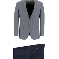 Black and Navy Blue 7 Drop Slim Fit Narrow Cut Combined Suit
