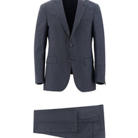 Medium Navy 6 Drop Regular Fit Standard Cut Wool Patterned Suit