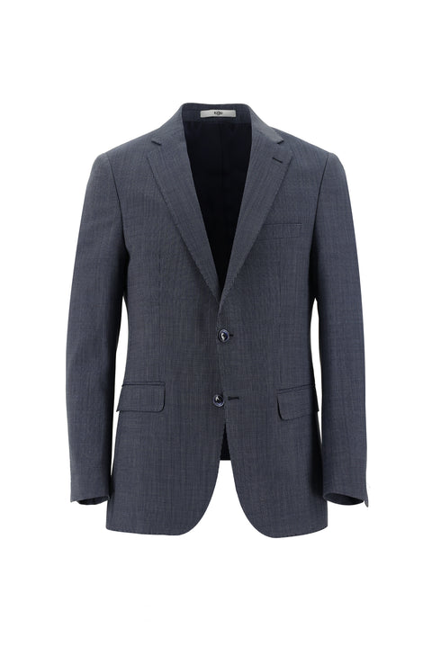 Medium Navy 6 Drop Regular Fit Standard Cut Wool Patterned Suit