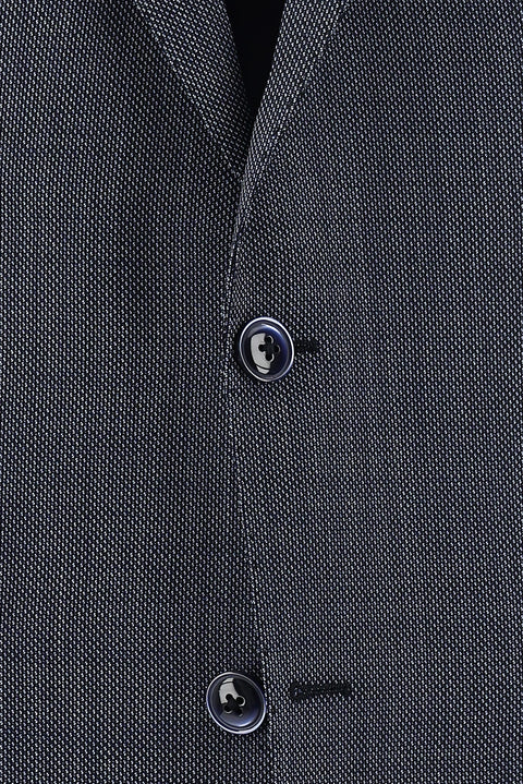 Medium Navy 6 Drop Regular Fit Standard Cut Wool Patterned Suit