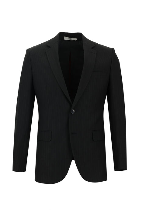 Black 7 Drop Slim Fit Striped Suit