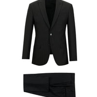 Black 7 Drop Super Slim Fit Extra Narrow Cut Striped Suit