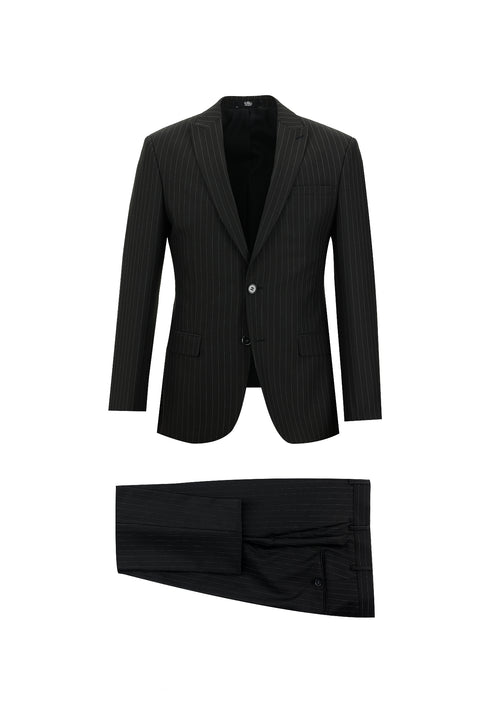 Black 7 Drop Super Slim Fit Extra Narrow Cut Striped Suit