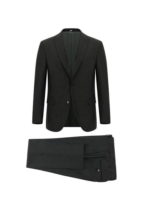 Black 7 Drop Super Slim Fit Extra Narrow Cut Striped Suit