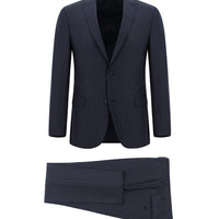 Medium Navy 7 Drop Super Slim Fit Extra Narrow Cut Striped Suit