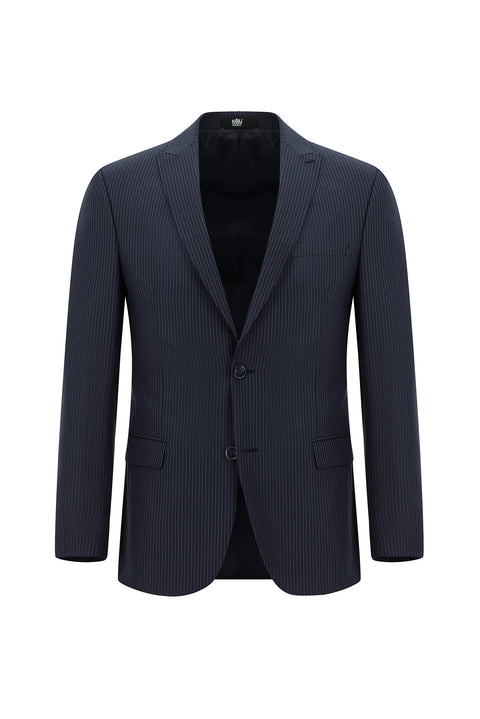 Medium Navy 7 Drop Super Slim Fit Extra Narrow Cut Striped Suit