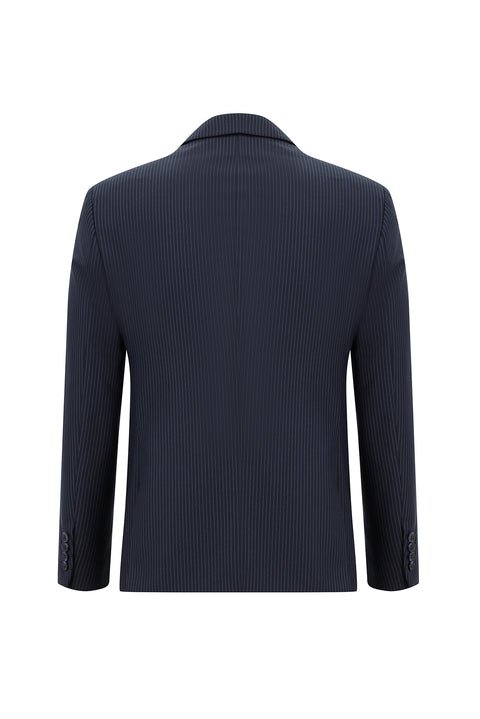 Medium Navy 7 Drop Super Slim Fit Extra Narrow Cut Striped Suit