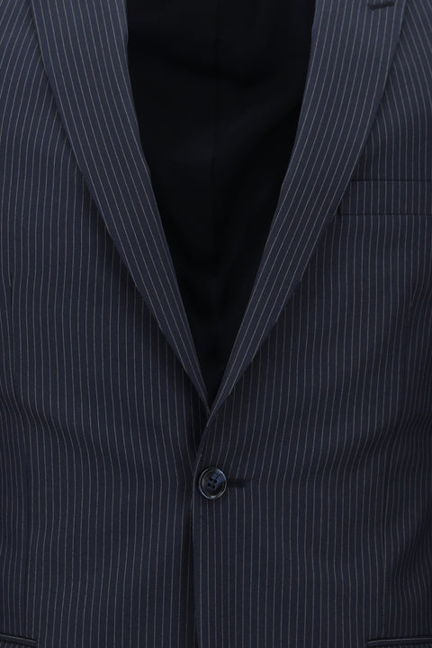 Medium Navy 7 Drop Super Slim Fit Extra Narrow Cut Striped Suit
