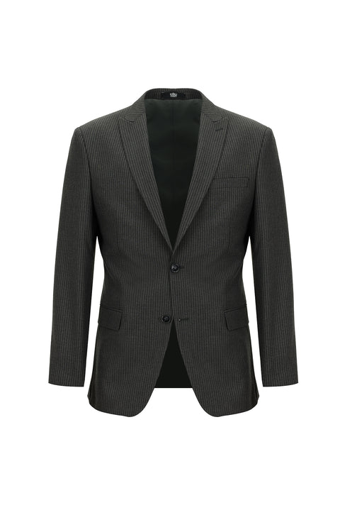 Orta Antrasit 7 Drop Super Slim Fit Eksra Dar Kesim Fit Çizgili Takım Elbise