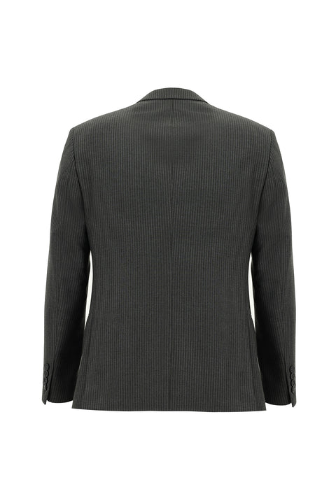 Orta Antrasit 7 Drop Super Slim Fit Eksra Dar Kesim Fit Çizgili Takım Elbise