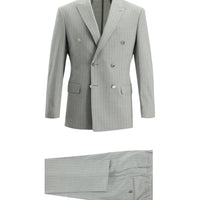 Medium Grey 7 Drop Super Slim Fit Extra Narrow Cut Double-Breasted Striped Suit