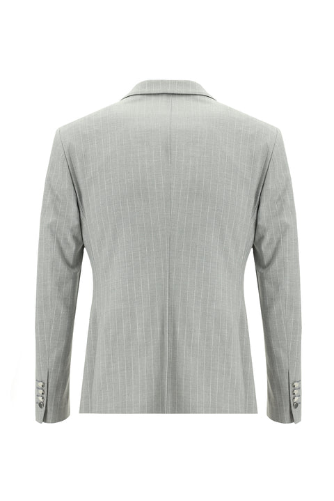 Medium Grey 7 Drop Super Slim Fit Extra Narrow Cut Double-Breasted Striped Suit
