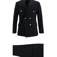 Dark Navy 7 Drop Super Slim Fit Extra Narrow Cut Double-Breasted Striped Suit