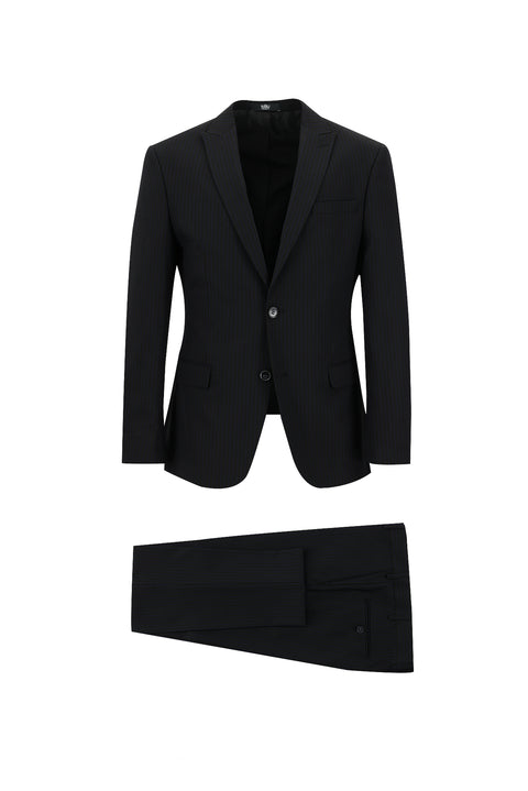 Black 7 Drop Super Slim Fit Extra Narrow Cut Striped Suit