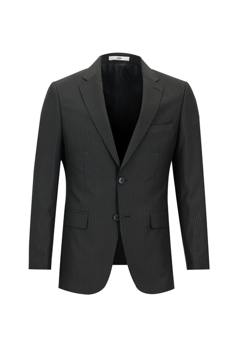 Black 7 Drop Slim Fit Striped Suit
