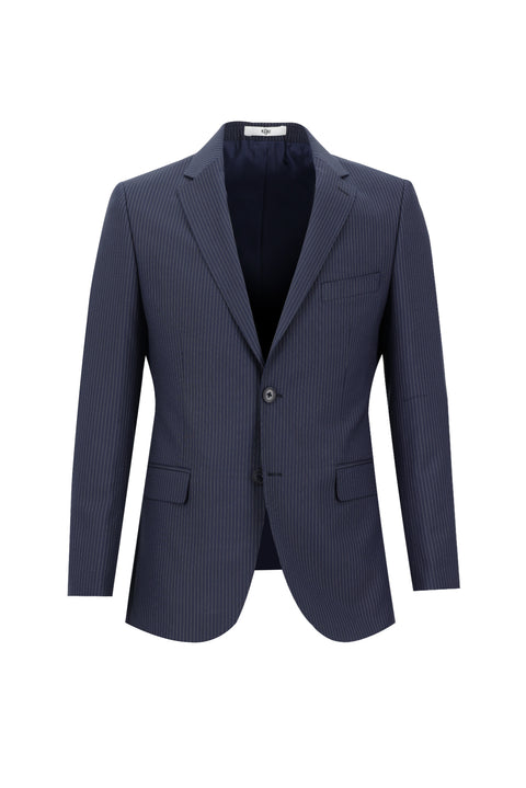 Medium Navy 7 Drop Slim Fit Striped Suit