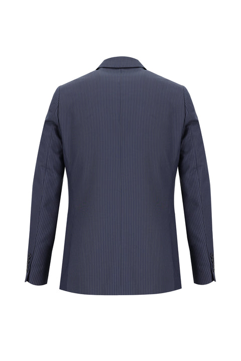 Medium Navy 7 Drop Slim Fit Striped Suit