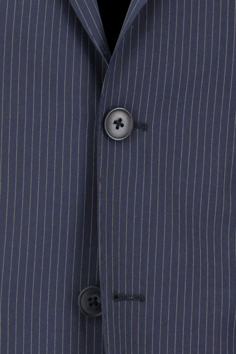 Medium Navy 7 Drop Slim Fit Striped Suit