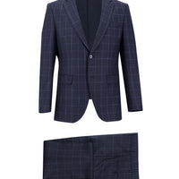 Dark Navy 6 Drop Regular Fit Standard Cut Patterned Suit