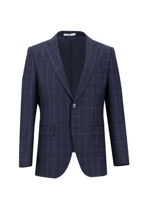 Dark Navy 6 Drop Regular Fit Standard Cut Patterned Suit