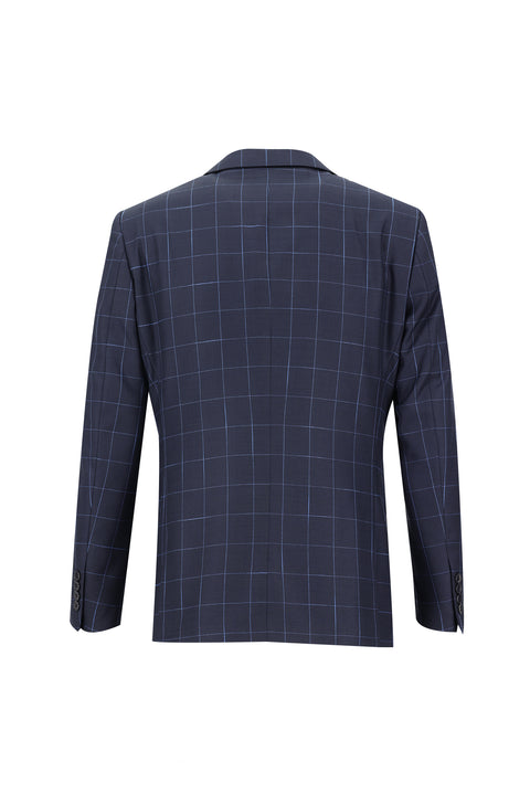 Dark Navy 6 Drop Regular Fit Standard Cut Patterned Suit
