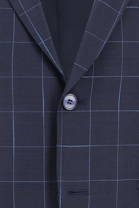 Dark Navy 6 Drop Regular Fit Standard Cut Patterned Suit