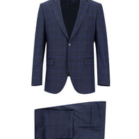 Medium Navy 6 Drop Regular Fit Standard Cut Patterned Suit