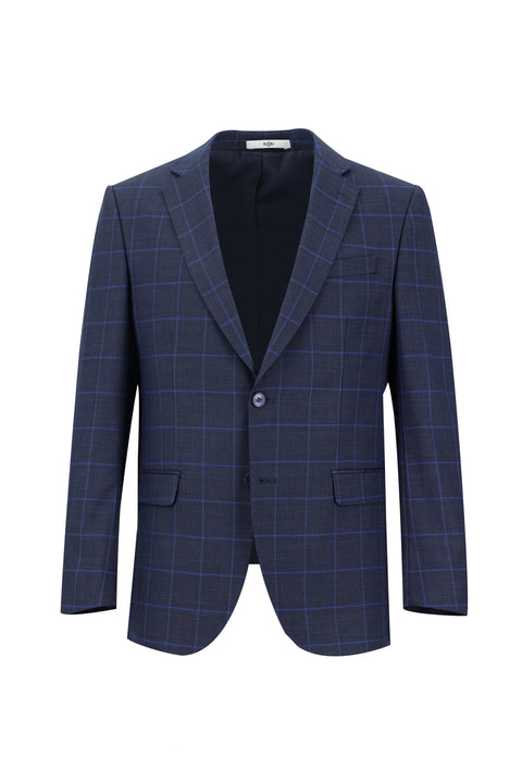 Medium Navy 6 Drop Regular Fit Standard Cut Patterned Suit