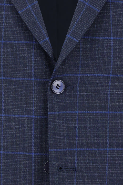 Medium Navy 6 Drop Regular Fit Standard Cut Patterned Suit
