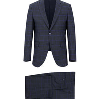 Dark Navy 6 Drop Regular Fit Standard Cut Patterned Suit