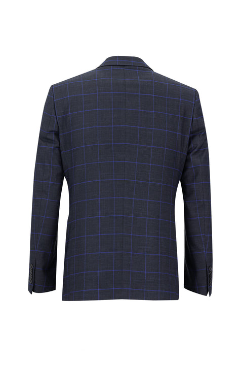 Dark Navy 6 Drop Regular Fit Standard Cut Patterned Suit
