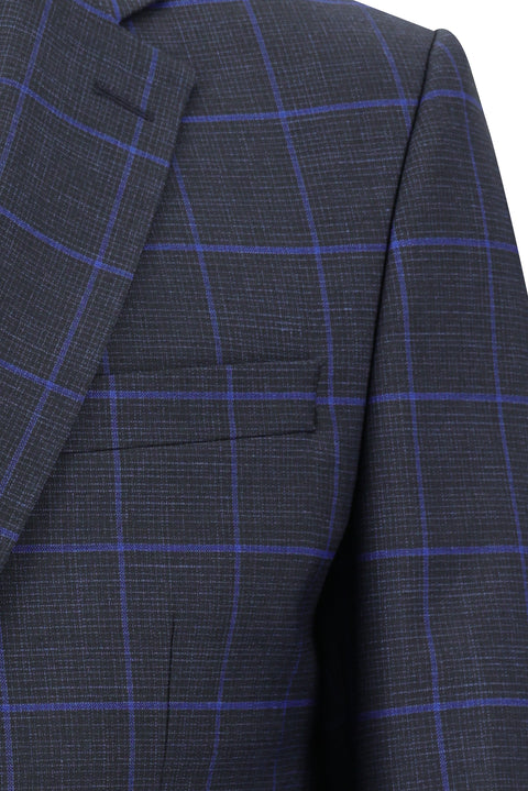 Dark Navy 6 Drop Regular Fit Standard Cut Patterned Suit