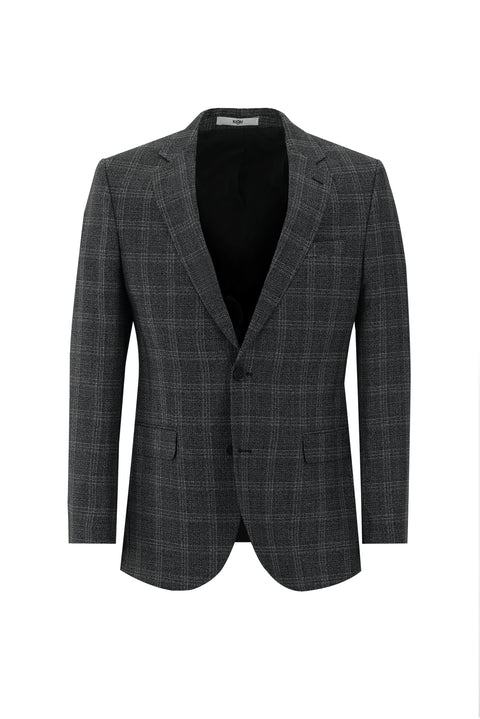 Black 7 Drop Slim Fit Plaid Suit