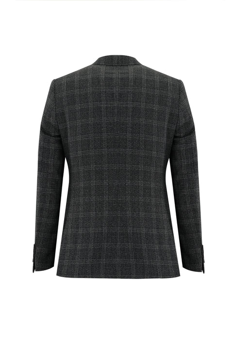 Black 7 Drop Slim Fit Plaid Suit